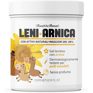 I Rimedi Dei Monaci LeniArnica Gel Arnica Montana al 98% per Pelli Sensibili - Lenitivo, Ipoallergenico, Senza Profumo - Dermatologicamente Testato (550ml)