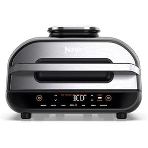 Ninja Foodi Max Griglia e Friggitrice ad Aria, Termometro a Sonda Digitale, 5,7L, 6 Funzioni di Cottura, al Forno e Arrosto, Parti Lavabili in Lavastoviglie 2460W, Grigio/Argento, AG551EU