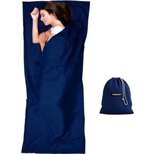 Venprodium Sacco a Pelo Ultraleggero, Sacco Lenzuolo da Viaggio con Scomparto per Cuscino, Morbido e Confortevole, Sacco a Pelo Estivo, Ideale per Campeggio, Backpacking e Hotel, Blu