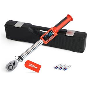 Hairich Chiave dinamometrica digitale 1/2 pollici, 11-220 N.m, precisione ±2%, con indicatore LED, segnale acustico e funzione di memorizzazione, kit coppia elettronica per auto, moto e camion