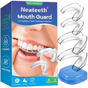 GXGM 4 Pezzi Bite Bruxismo Notturno, Bite Antirussamento, Allineatore Dentale, 2 Taglie Paradenti per Digrignare i Denti, Modellabile Mouth Guard, Per Migliora La Qualità Del Sonno, Unisex