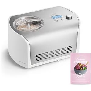 Springlane Kitchen SPRINGLANE Gelatiera Elli con compressore autoraffreddante, gelatiera in acciaio inossidabile con contenitore per gelato rimovibile (Argento, 1,2 L)