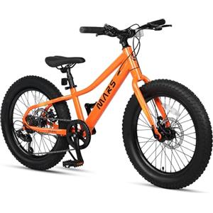 Glerc Mars 20 bambini Fat Tire Mountain Bike per età 6 7 8 9 10 11 12 ragazzi ragazze adolescenti con 6 velocità Drive freni a doppio disco Arancione