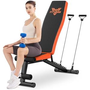 Botifly Panca Palestra Regolabile Pieghevole, Panca Palestra con 7 Posizioni Dello Schienale Regolabile, Inclinabile & Piana Panca Pesi per Allenamento con Bande di Resistenza