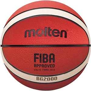 Molten BG-Series - Pallone da basket in pelle, approvato FIBA, BG2000, taglia 6, B6G2000, bicolore