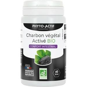 Phyto-Actif | Capsule Carbone Vegetale Attivato Bio | Comfort Intestinale | Gonfiore - Gas intestinali | Bio & Vegan| Made in France | 60 capsule