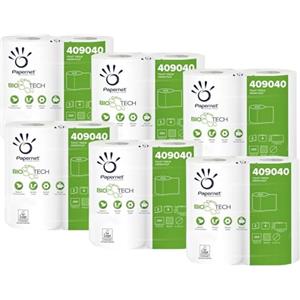 Skynat Bio Tech 24 rotoli di carta igienica in doppio strato di cellulosa. Biodegradabile, si scioglie rapidamente non appena entra in contatto con l'acqua