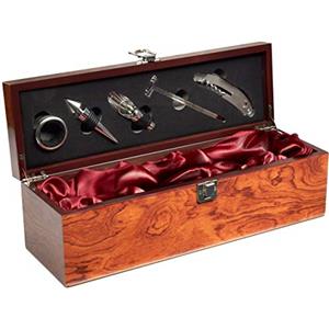 Brubaker 7 Pz. Scatola per Il Vino Elegante con Set da Bar per Sommelier - INC. Cavatappi + Apribottiglieo + cap + Beccuccio + Tappo + Termometro + Anello