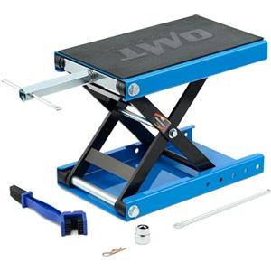 Orion Motor Tech Ponte Sollevatore a Forbice per Moto Altezza Regolabile 9.5-35 cm capacità Max. 500kg Cavalletto Alzamoto da Officina con Piattaforma 23 x 37 cm per Moto, Blu