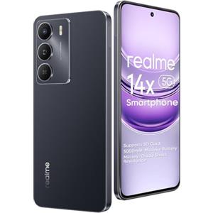 realme 14x 5G Smartphone 6+128GB,Chipset Dimensity 6300 5G,fotocamera autofocus 50MP,Schermo IP64 120Hz,6,67 pollici,Batteria 5000mAh,NFC,Supporto per scheda micro-SD,Nero