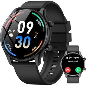 vamout Smartwatch Uomo Donna, 1.39" Orologio Smartwatch con Effettua/Risposta Chiamate, Fitness Tracker con 120+ Sportive, Contapassi/SpO2/Cardiofrequenzimetro, IP68 Smart Watch per Android iOS Nero Lucido