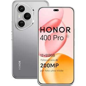 HONOR 400 Pro Smartphone 5G 12GB RAM 512GB ROM, 200MP Ultra-clear AI Camera, AMOLED da 6.7 pollici display Eye Comfort Cellulare con Snapdragon 8 Gen 3, Dual SIM NFC, 5300 mAh, Lunar Grey