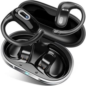 Qecnato Cuffie Open Ear,Cuffie Bluetooth Sport 5.4, 50Ore,Auricolari Wireless con Ganci,Stereo HD,Auricolare Confortevole,Controllo Tattile, Impermeabili IPX7,Auricolari Running per Corsa Ciclismo, Nero Scuro