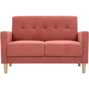 Miliboo Divano scandinavo a 2 posti in tessuto effetto velluto strutturato Terracotta e legno chiaro Moon