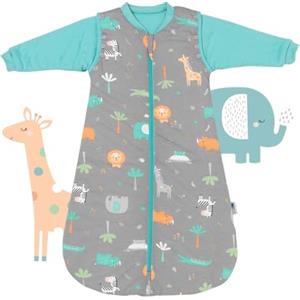 schlummersack Slumbersac Sacco nanna 2.5 Tog 90 cm Safari | Sacco nanna annuale 6-18 mesi cotone | Sacco a pelo bambini maniche rimovibili