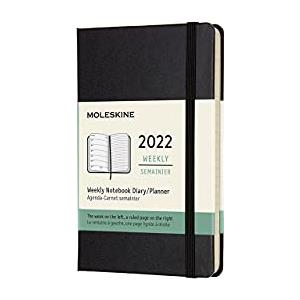 Moleskine, Agenda Settimanale 2022, Agenda Settimanale 12 Mesi, Weekly Planner e Notebook, Copertina Rigida, Formato Pocket 9 x 14 cm, Colore Nero, 144 Pagine