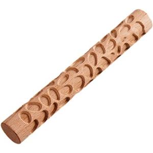 Getdoublerich Mattarello in legno goffrato, con motivo floreale inciso, utensile fai da te in legno 3D per impasto, per biscotti, pasta di frolla decorativa (Ciottoli)