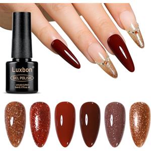 Luxbon 6 pz Smalto Gel Semipermanente Set - Set di colori invernali Smalto Gel a lunga durata, uv led Soak Off Nail Art Designs Manicure Kit 032
