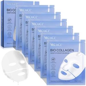 NIFEISHI Maschera Viso Collagene, Collagene Maschera Viso, Maschera Idratante in Idrogel per La Notte, Minimizzazione Dei Pori, Miglioramento Dell'Elasticità, 6 Confezioni