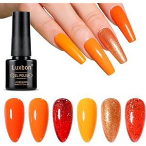 Luxbon 6 pz Smalto Gel Semipermanente Set - Autunno Colore Set Lunga Durata Autunno Smalto Gel, uv led Soak Off Nail Art Disegni Manicure Kit 027