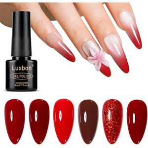 Luxbon 6 pz Smalto Gel Semipermanente Set - Set di colori invernali Smalto Gel di lunga durata, uv led Soak Off Nail Art Designs Manicure Kit 034