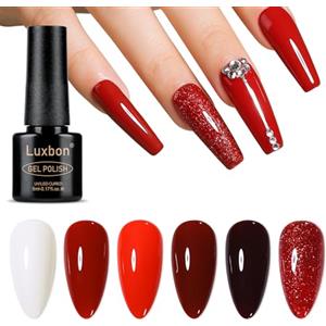 Luxbon 6 pz Smalto Gel Semipermanente Set - Inverno Colore Set Lunga Durata Smalto Semipermanente, uv led Soak Off Nail Art Designs Manicure Kit 036