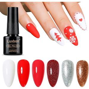 Luxbon 6 pz Smalto Gel Semipermanente Set - Set di colori invernali Smalto Gel di lunga durata, uv led Soak Off Nail Art Designs Manicure Kit 035