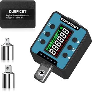 DURFICST Chiave dinamometrica digitale, adattatore dinamometrico digitale da 1/2" con allarme sonoro e luce, chiusura dinamometrica digitale, gamma 10 - 340 N.m, adatto per auto, biciclette, moto