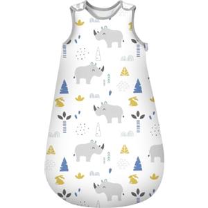 Mosebears Mosbears Sacco nanna invernale per bambini, 2,5 Tog, 100% cotone, diverse dimensioni dalla nascita fino a 24 mesi, adatto per tutto l'anno(Rinoceronte,XL(18 a 24 mesi))
