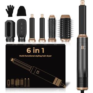 MogaWave Spazzola Asciugacapelli 6 in 1, Styler Capelli ad Aria,1000w Hair Styler Brush,Spazzola Asciugacapelli Per Dare Volume Ai Capelli, Lisciare, Arricciare, Ioni Hair Air Curler,Strumenti per Capelli