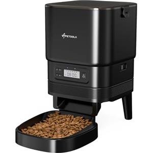 APETDOLA Distributore Automatico Cibo Gatti,4L Dispenser Crocchette Gatto, Registratore Vocale 10s, 1 a 10 Pasti per Distributore Gatti e Cani (Nero, 4L)