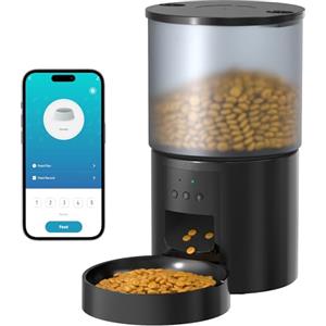 POOEKEN Distributore Automatico Cibo Gatti Cani WiFi: Dosatore Crocchette per Animali Domestici con 10S Registrazione - Mangiatoia Automatica per Cibo Distributore Crocchette Gatto Timer Nero 4L