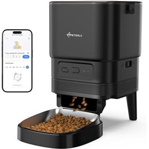 APETDOLA Distributore Automatico Cibo Gatti, 4L Dispenser Crocchette Gatto per Gatti WiFi da 2,4 G con Controllo APP a Batteria, Registratore Vocale 10s-FDG30 (Nero)