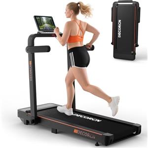 Decorcn Tapis roulant Pieghevole, Tapis roulant da 2,5 HP sotto la scrivania con Altoparlante Bluetooth, Cintura da Corsa Ampia con Controllo Remoto