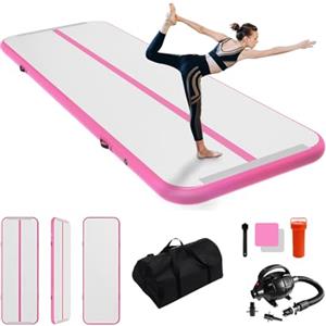 IBATMS Air Track Ginnastica Artistica 3/4/5/6 Metri 10/20cm Spessore - Tappeto Ginnastica Artistica da Casa con Pompa Elettrica, Tappetino Gonfiabile per Allenamento, Yoga, Cheerleading, Fitness