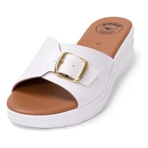 JOMIX Sandali Estivi Donna con Zeppa Comoda Ciabatte Anatomiche Made in Italy per Casa Pantofole Ortopediche con Suola Morbida Antiscivolo Mare Spiaggia Piscina TD2010 Marrone 39