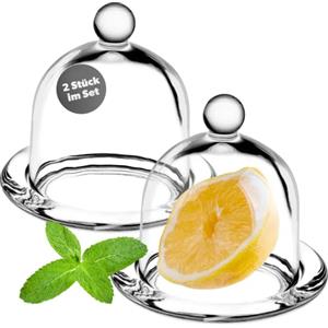 KADAX Contenitore in Vetro Trasparente con Coperchio per Conservare Limoni, Contenitore Salvafreschezza, Porta Limone, Accessorio da Cucina (Set di 2)