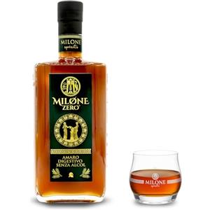 Amaro Milone Zero 70 cl - Amaro Analcolico Premium (0% Vol.) - Digestivo Naturale con Genziana e Agrumi - Ideale Dopo Pasto, 100% Made in Italy