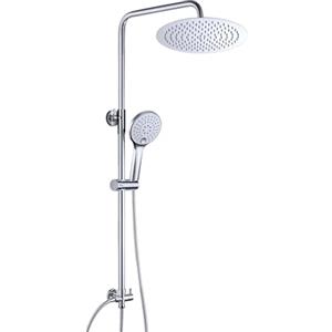 JOHO 304 Doccia Soffione Colonna in Acciaio INOX Cromato Colonna Doccia idromassaggio Senza Miscelatore Termostatica con Soffione Set Doccia a Pioggia con Doccetta Mano(D20cm Tondo)