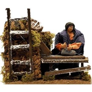 Joy Christmas Pastore per Presepe in Movimento, mestiere Falegname 14X9 cm, 37932