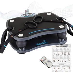 Skandika pedana Vibrante 500 3D Vibration | Ampia Superficie Antiscivolo | 4 programmi + 20 Livelli | Fitness a casa | incl. Bande per Esercizi, Telecomando + Poster | Fitness a casa