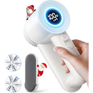 FEELNEEDY Levapelucchi Elettrico, 2 in 1 Togli Pelucchi Elettrico con Spazzola Anti Pelucchi, 2000 mAh Batteria Ricaricabile Integrata, 2 Lame Sostituibili, 3 Velocità Regolabili, Display LED, Cavo USB-C