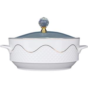 Eleeonora Zuppiera con Coperchio in Ceramica,Pentola Smaltata Vintage con Coperchio,Casseruola in Ghisa,Prevenire Le Ustioni,Prevenire Gli Odori,Adatto A Lavastoviglie