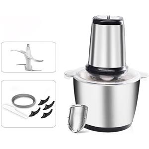 Carziyer Tritacarne elettrico 250 W - Ciotola in acciaio inox 2L con lame doppio acciaio inossidabile | 2 velocità per carne, noci e verdure, facile da pulire (nero)