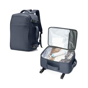 livbote Zaino Sottovuoto Ryanair 40x20x25 Bagaglio a Mano con Pompa Sottovuoto, Zaino da Viaggio Aereo Impermeabile per Uomo Donna Borsa da Cabina Zaini Casual Valigia per Ufficio, Scuola e Lavoro -Blu