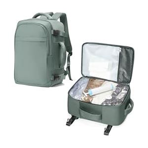 livbote Zaino Sottovuoto Ryanair 40x20x25 Bagaglio a Mano con Pompa Sottovuoto, Zaino da Viaggio Aereo Impermeabile per Uomo Donna Borsa da Cabina Zaini Casual Valigia per Ufficio, Scuola e Lavoro -Verde