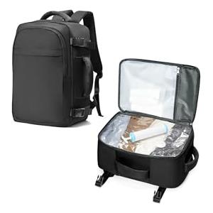 livbote Zaino Sottovuoto Ryanair 40x20x25 Bagaglio a Mano con Pompa Sottovuoto, Zaino da Viaggio Aereo Impermeabile per Uomo Donna Borsa da Cabina Zaini Casual Valigia per Ufficio, Scuola e Lavoro - Nero