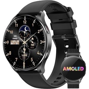 IOWODO Smartwatch, Orologio Fitness con Chiamate Bluetooth e Schermo AMOLED Rotondo 1.43", Monitoraggio Frequenza Cardiaca 24/7 e Sonno, Impermeabile IP68, per iPhone e Android
