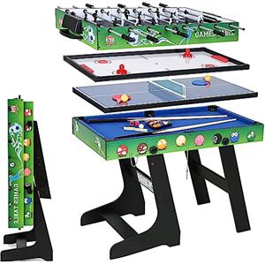 Hyner Tavolo multigioco 4 in 1 - Calcio da 1,2 m/Air Hockey/Ping-Pong con accessori/Biliardo pieghevole, ideale per una serata in famiglia al coperto (103 x 58 x 73 cm).