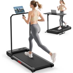 Quekuane Tapis Roulant Pieghevole Walking Pad - Tapirulan da Casa Salvaspazio Elettrico Magnetico Slim Treadmill for Home Use e Ufficio Motore Treadmills 6 km/h Tapiroulant Macchina Tapilurans